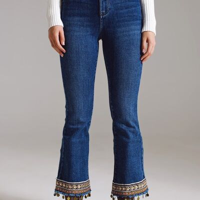 flare jeans with embellished hem