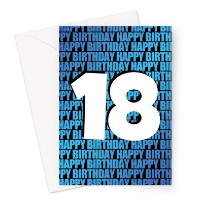 Tarjeta de cumpleaños número 18 para él | Número grande Edad 18 | Azul
