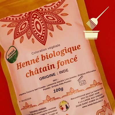 Coloration 100% végétale et biologique - châtain foncé - 100g