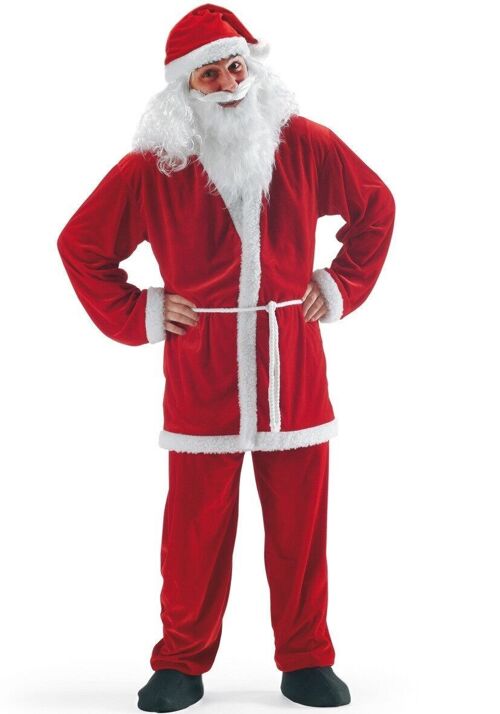 Articoli per feste - Costume Babbo Natale tg.XL in ciniglia in busta con gancio