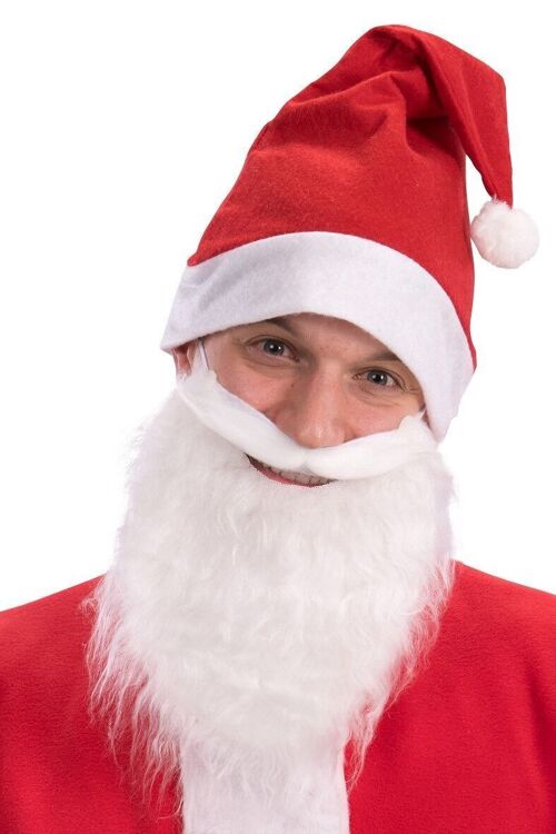 Articoli per feste - Cappuccio Babbo Natale con barba in busta con cavallotto