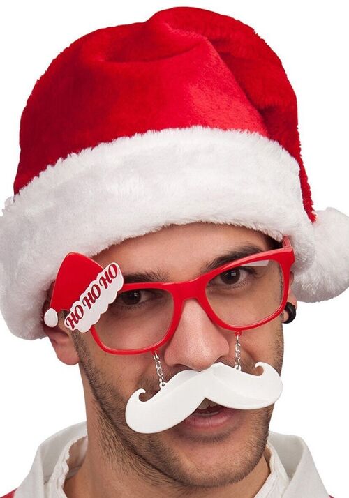 Articoli per feste - Occhiali Babbo Natale con baffi su cartoncino