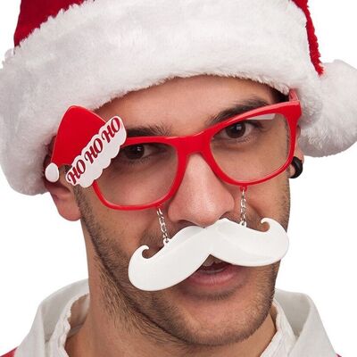 Articoli per feste - Occhiali Babbo Natale con baffi su cartoncino