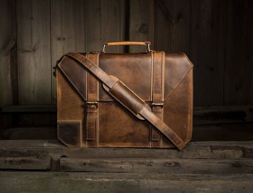 Men's Handmade Leather Bag Briefcase Office Business Travel Laptop Bag Hard Case / Organiser