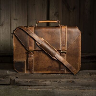 Men's Handmade Leather Bag Briefcase Office Business Travel Laptop Bag Hard Case / Organiser