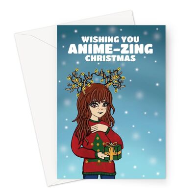 Anime Girl Christmas Card | Cute Manga Xmas Card