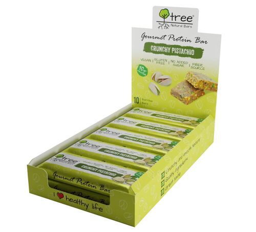 Caja 10 uds Barritas veganas de proteína Crunchy Pistachio