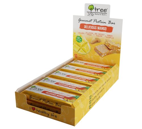 Caja 10 uds Barritas veganas de proteína Delicious Mango