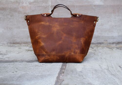 Womens Leather Handbag Shoulder bag work bag daily use / Leather tote / Shopping Bag / Handmade / Mae