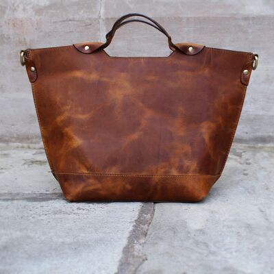 Bolso de cuero para mujer Bolso de hombro bolso de trabajo uso diario / Tote de cuero / Bolso de compras / Hecho a mano / Mae