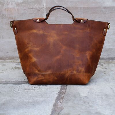 Womens Leather Handbag Shoulder bag work bag daily use / Leather tote / Shopping Bag / Handmade / Mae