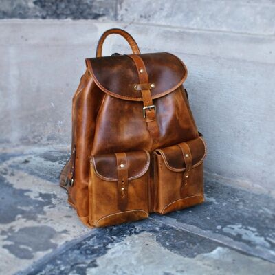 Leather Mens Womens Backpack Laptop Vintage Travel Bag / Newquay