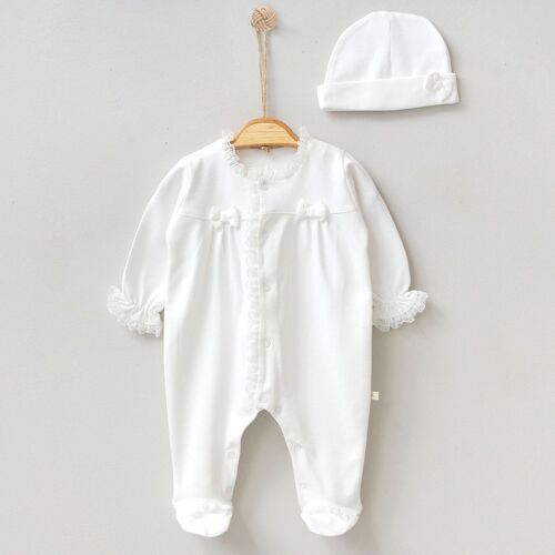 A Pack of Three Elegant Special Collar Girl's Newborn Onesies& Bonnet Set