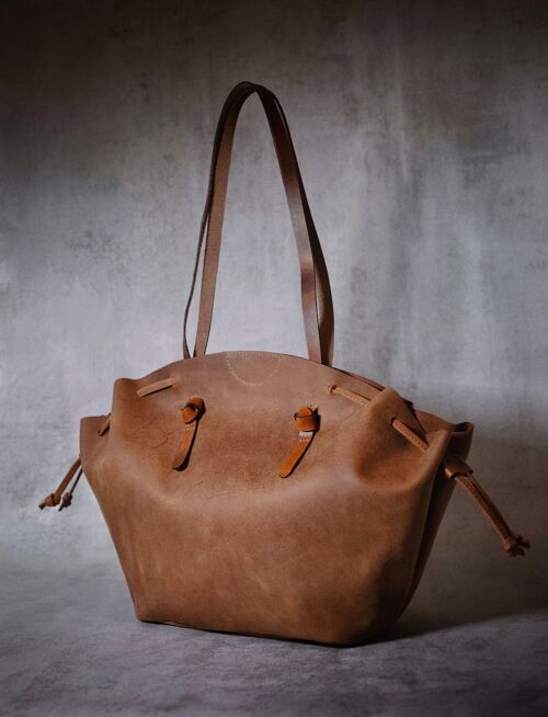 Womens Leather Handbag Shoulder bag Shopping Tote Top-handle / Handmade