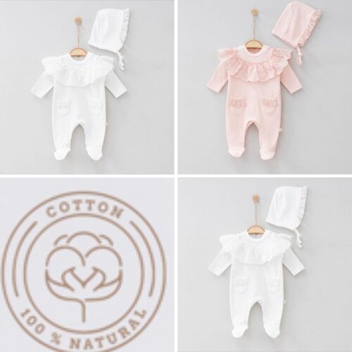 A Pack of Three Elegant Special Collar Girl's Newborn Onesies& Bonnet Set