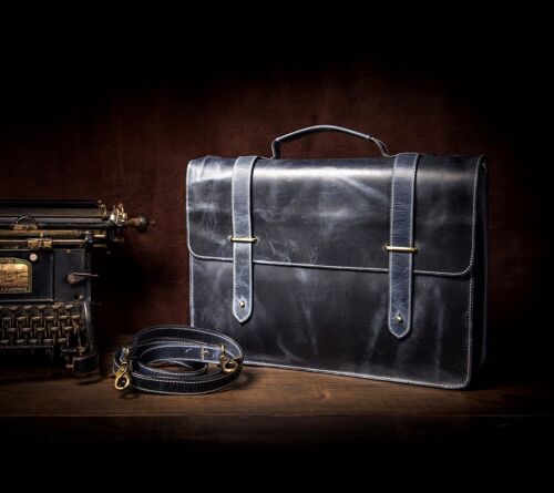 Leather Mens Womens Briefcase Portfolio Laptop Business Bag / Work Bag / Original Design /  Bay Willow