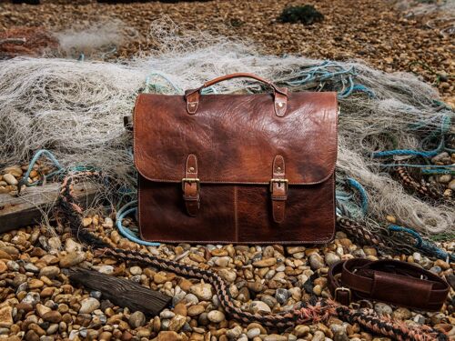 Real Leather Briefcase Laptop Office Bag / Work Bag / Teachers Bag /  Handmade / Elder