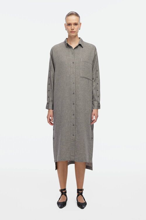 Gray Shirt Dress (3357) 100% cotton