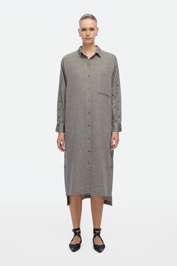 Robe chemise grise (3357) 100% coton 1
