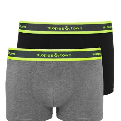Bamboo boxer shorts melange grey/black (2-pack)