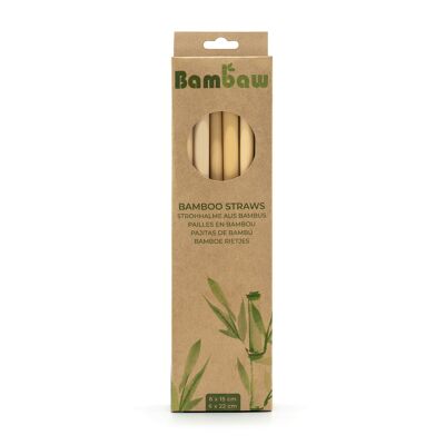 Pajitas de bambú – Caja de cartón 6 unidades (22cm) + 6 unidades (15cm)