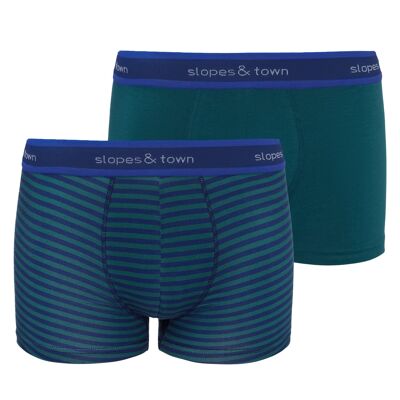 Bamboo boxer shorts green/green stripes (2-pack)