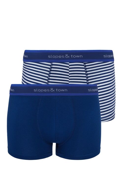 Bamboo boxer shorts navy blue/blue stripes (2-pack)