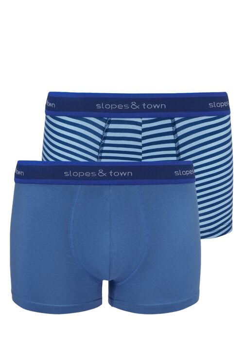 Bamboo boxer shorts sky blue/light blue stripes (2-pack)