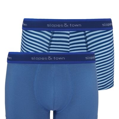 Bamboo boxer shorts sky blue/light blue stripes (2-pack)