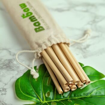 Bamboo straws 12 units (22cm) – Cotton pouch 3