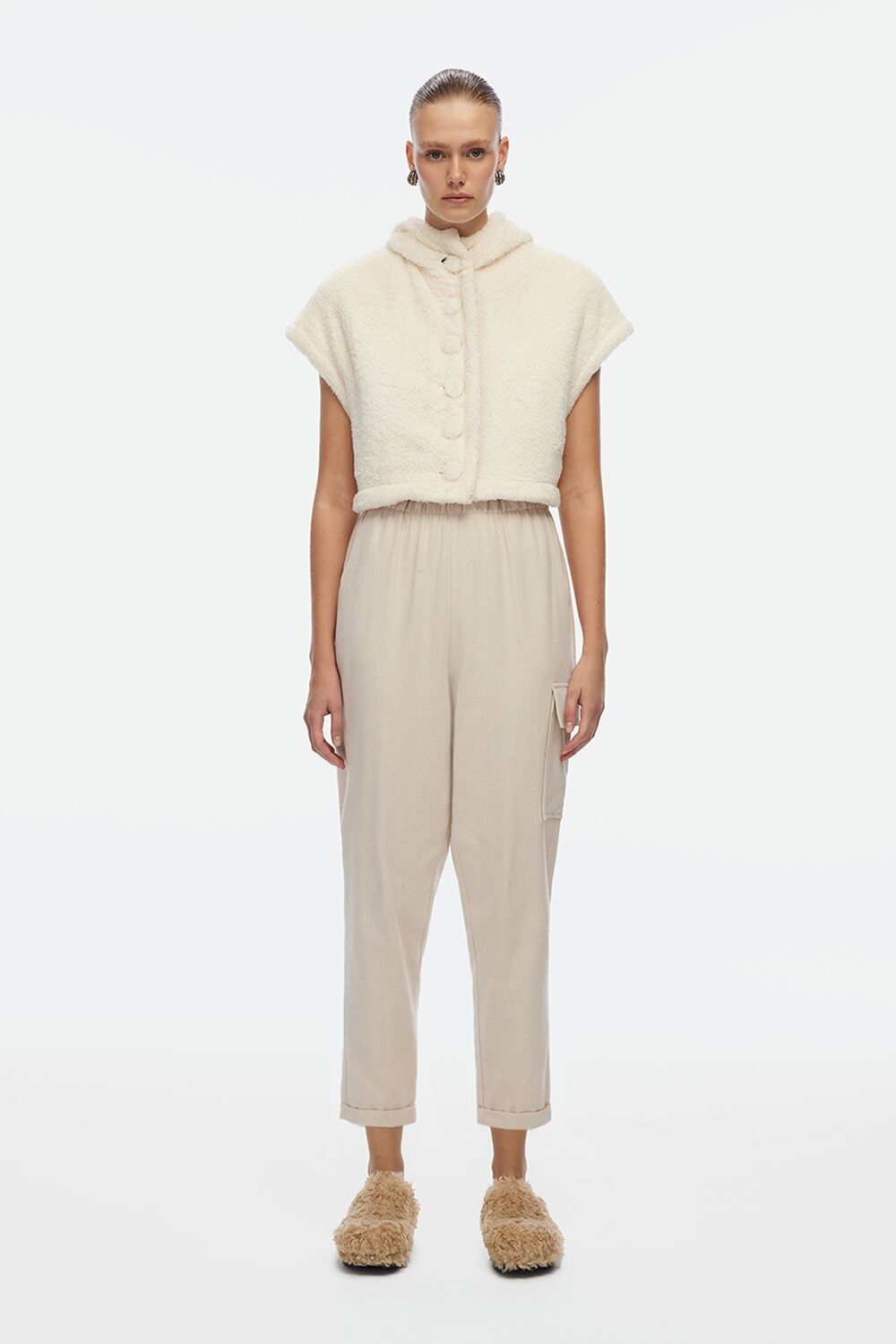 Gilet corto Teddy (3364) Fodera in poliestere riciclato, lino e cotone