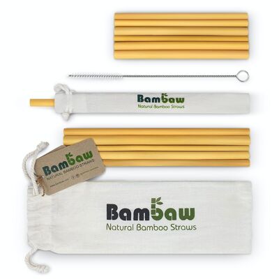 Pajitas de bambú 6 unidades (22cm) + 6 unidades (14cm) – Bolsa de algodón