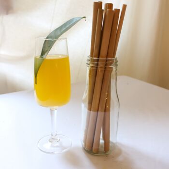 Bamboo straws 6 units (22cm) + 6 units (14cm) – Cotton pouch 4