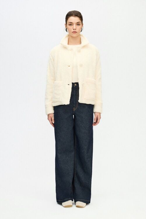 Teddy Short Jacket (3365) Recycled Poly, Linen and Cotton Lining