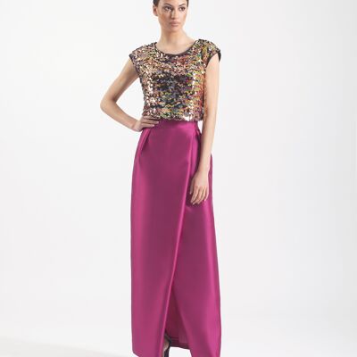 Straight Mikado Skirt and Currant Sequin Top Set