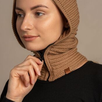 Cagoule zippée à capuche pour femme en tricot mérinos 3