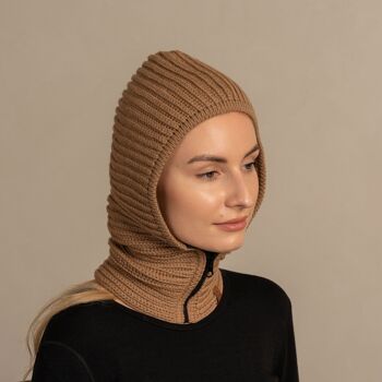 Cagoule zippée à capuche pour femme en tricot mérinos 4