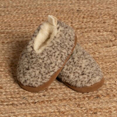 Pantofole per bambini in lana merino marrone