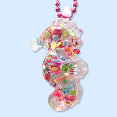 Pop Cutie Glitter Seahorse Kids Necklace