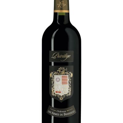 Privilège du Château les Armes de Brandeau - 2015 - Castillon Côtes de Bordeaux - Vino rosso potente e sorprendente da una rigorosa selezione di vecchie vigne, invecchiato in botti di rovere francese