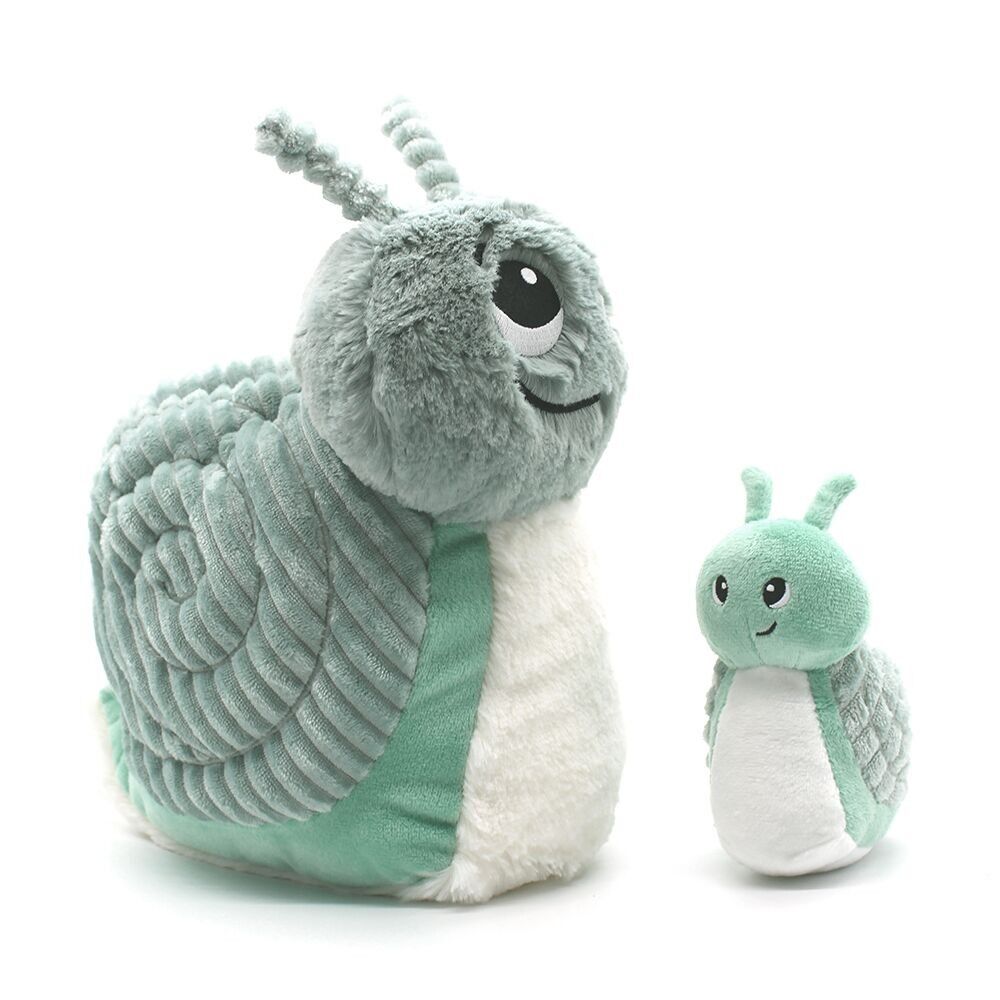 LES PTIPOTOS - SPEEDOU LA LUMACA PELUCHE MAMMA E BAMBINO MENTA - 25 CM
