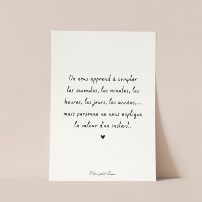 A6 quote card The value of a moment