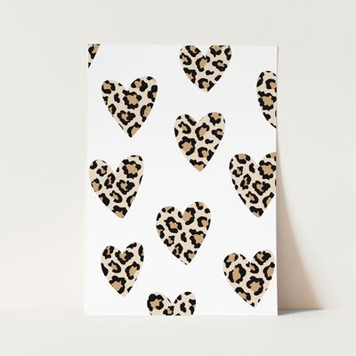 Mini affiche A5 coeur léopard
