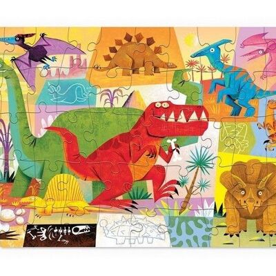 Puzzle in scatola di metallo - 50 pezzi - Il mondo dei dinosauri - 6a+