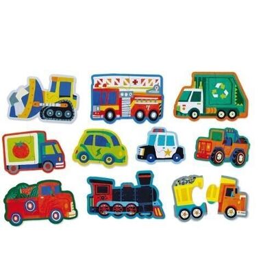 Puzzle Let's Begin - 10 puzzles de 2 pièces - Véhicules - 2a+
