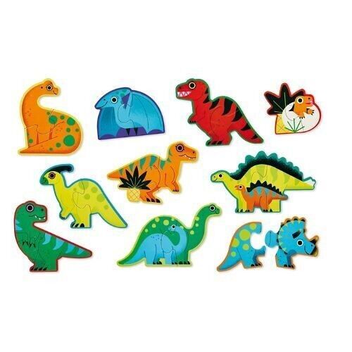 Puzzle Let's Begin - 10 puzzles de 2 pièces - Dinosaures - 2a+