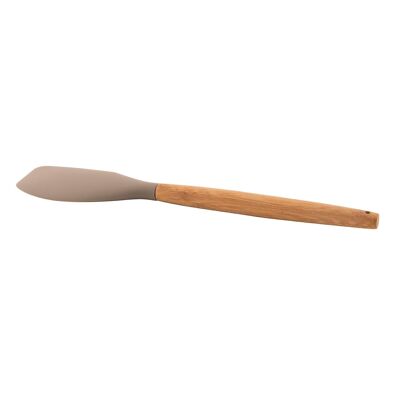 Silicone spatula with taupe bamboo handle