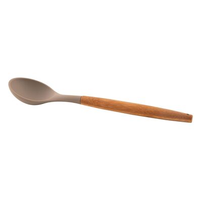 Silicone spoon with taupe bamboo handle