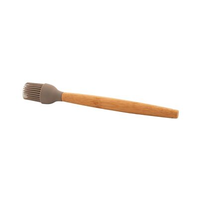 Silicone brush with taupe bamboo handle