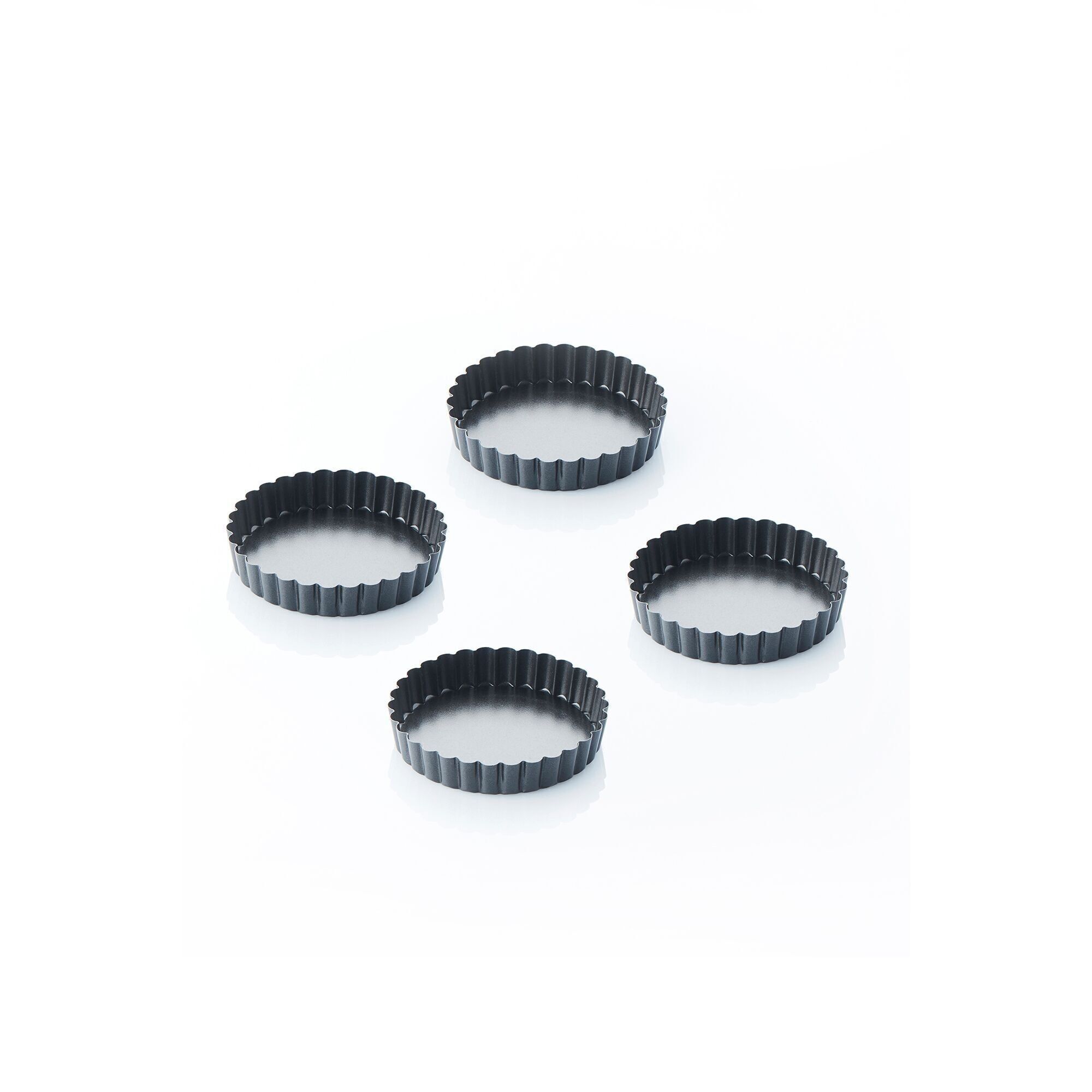 Set 4 stampi antiaderenti per crostate/quiche con fondo removibile ø10cm